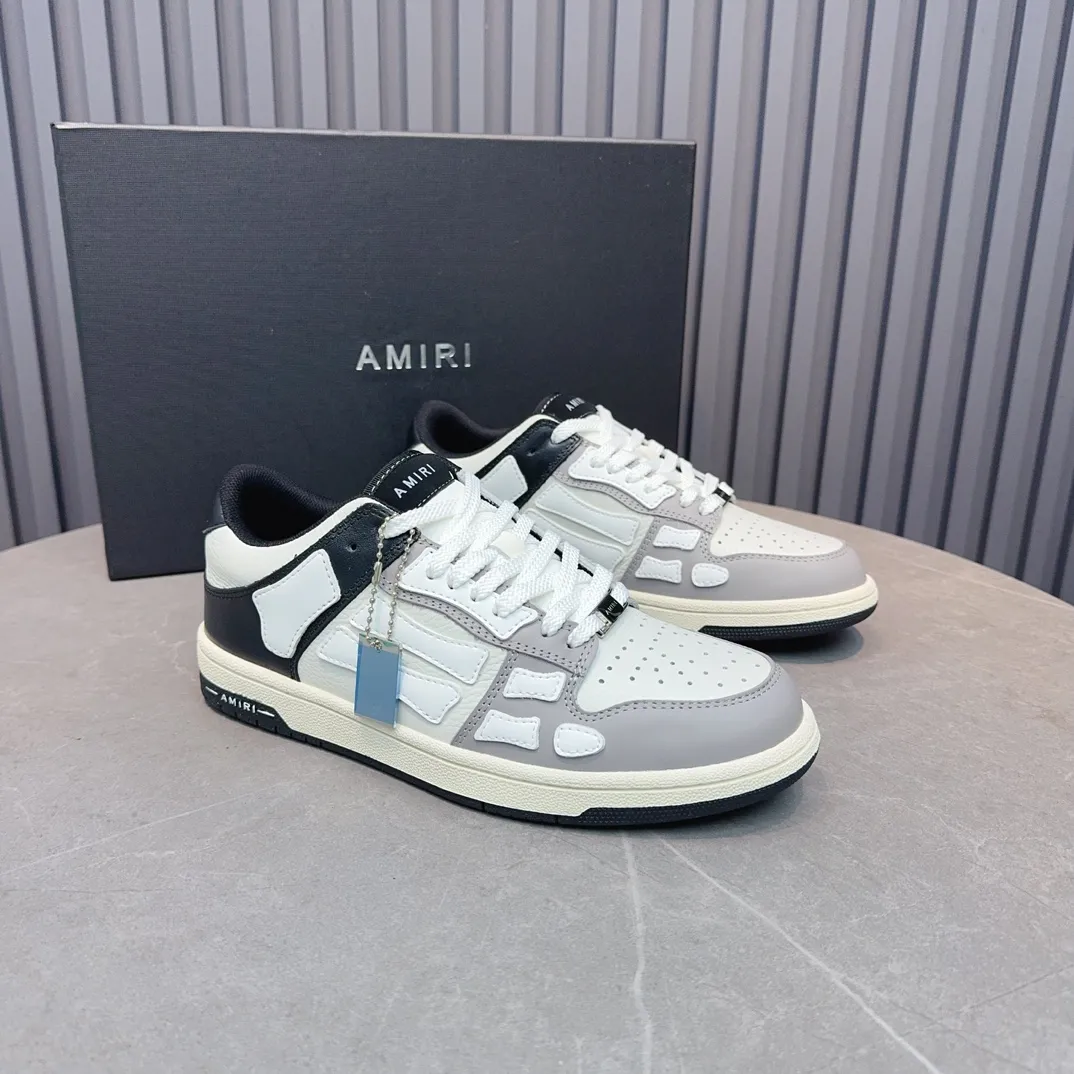 Men's men's shoes 💰600 AMIRI high street sneakers with bone sports shoes, toe layer cowhide upper, upper side bones, hand-stitched, good three-dimensional effect, customized metal LOGO, size 38-45 46